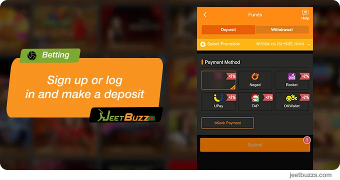 Sign up or register, make a deposit - JeetBuzz Sports Betting